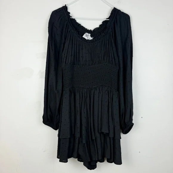 NWT Princess Polly “Love Galore” Long Sleeve Smocked Romper Black Cottagecore - Picture 5 of 9